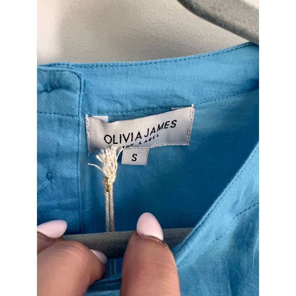 NWT Olivia James The Label Annie Puff Sleeve Blouse Sky Blue Women's Size S - Picture 3 of 8